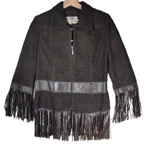 Leather Renditions by Sandi Fringe Leather Jacket Women's 42